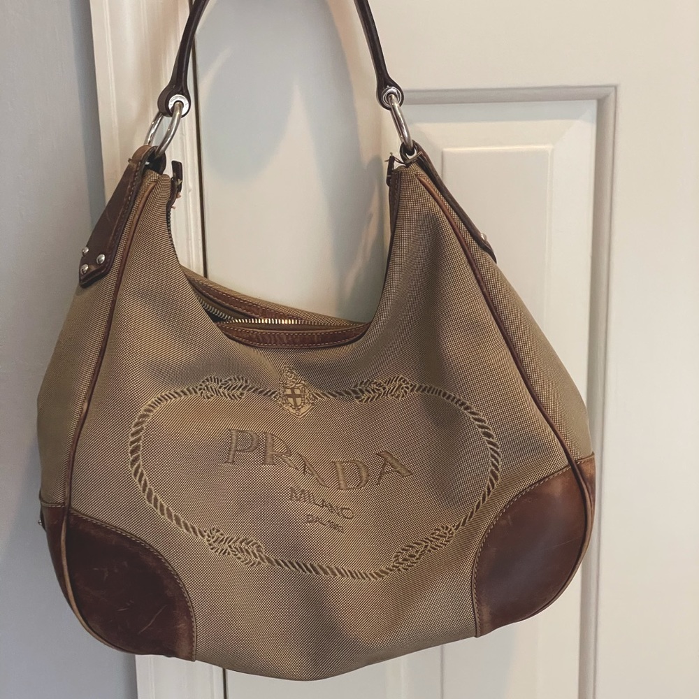 Vintage Prada Logo Jacquard Bag for GREAT Price